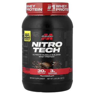 MuscleTech Nitro-Tech™ сывороточный протеин, молочный шоколад, 2 lbs (907 g)