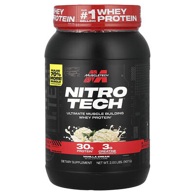 Сыворотка MuscleTech Nitro-Tech™ Ultimate Muscle Building Whey Protein, Vanilla Cream, 2 lbs (907 g)