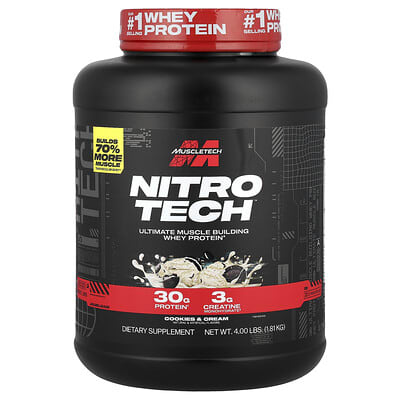 Nitro-Tech™ Whey Protein, Cookies & Cream, 4 lbs (1.81 kg) протеин
