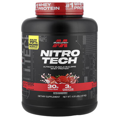 Nitro-Tech™ протеин сывороточный, клубника, 4 lbs (1.81 kg)