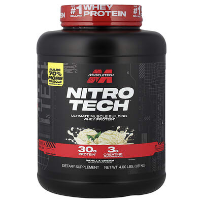 Nitro-Tech™ Сывороточный протеин, Vanilla Cream, 4 lbs (1.81 kg)