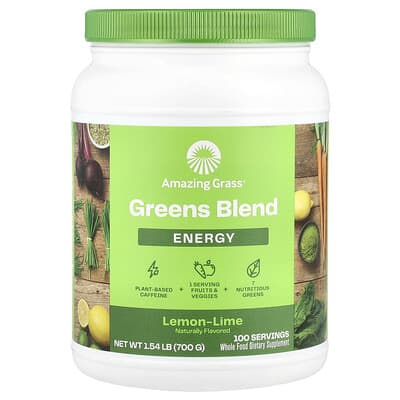 Смесь суперфудов Greens Blend, Energy, Lemon-Lime, 1.54 lb (700 g)