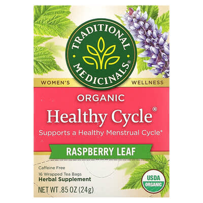Organic Healthy Cycle®, Raspberry Leaf, Caffeine Free, 16 Wrapped Tea Bags, 0.85 oz (24 g)