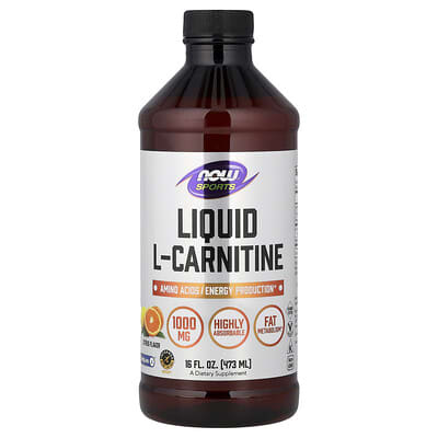 Жидкий L-карнитин NOW Foods для спорта, Citrus, 16 fl oz (473 ml)