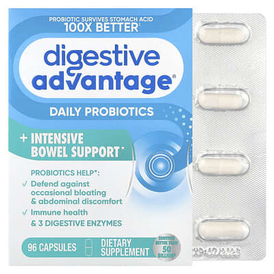 Digestive Advantage® ежедневные пробиотики + интенсивная поддержка кишечника, 96 капсул