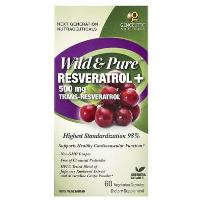 Wild & Pure™, Resveratrol+, 60 вегетарианских капсул