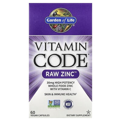 Vitamin Code®, RAW Zinc™ с витамином C, 60 веганских капсул