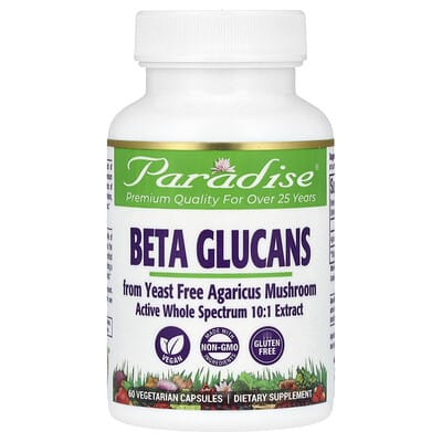 Paradise Herbs Beta Glucans, 60 вегетарианских капсул (250 mg на капсулу)