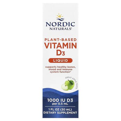 Жидкий витамин D3, растительный, яблочный вкус, 1 fl oz (30 ml)