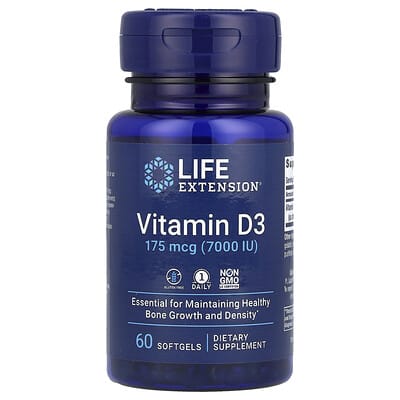 Vitamin D3, 175 mcg (7,000 IU), 60 Softgels