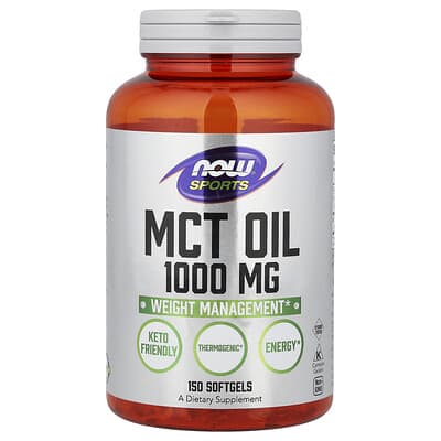 NOW Foods MCT Oil для спорта, 1,000 mg, 150 мягких капсул