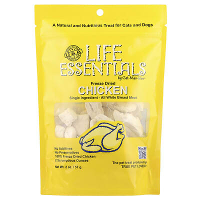 Life Essentials, сублимированная курица для кошек и собак, 2 oz (57 g)