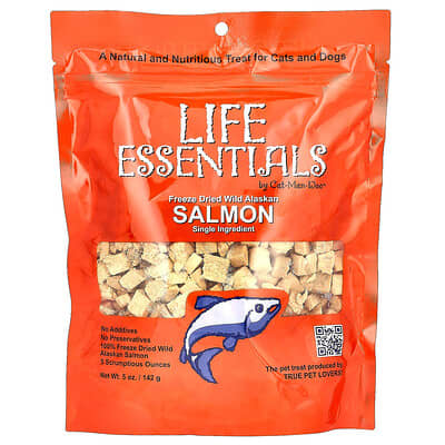 Life Essentials, сушеный дикий лосось Аляски для кошек и собак, 5 oz (142 g)