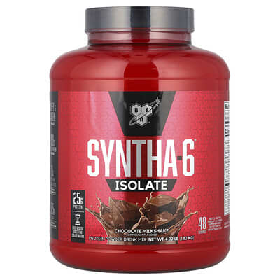 BSN Syntha-6® Isolate, протеиновый порошок для напитков, шоколадный коктейль, 4.02 lb (1.82 kg)