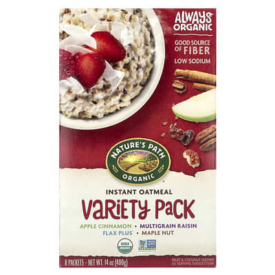 Organic Instant Oatmeal, Variety Pack, 8 Packets, 14 oz (400 g)