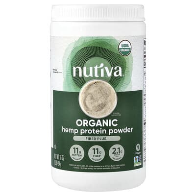 Organic Hemp Protein Powder, Fiber Plus, 1 lb (454 g)