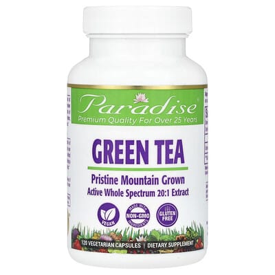 Зеленый чай Paradise Herbs, 120 вегетарианских капсул (250 mg на капсулу)
