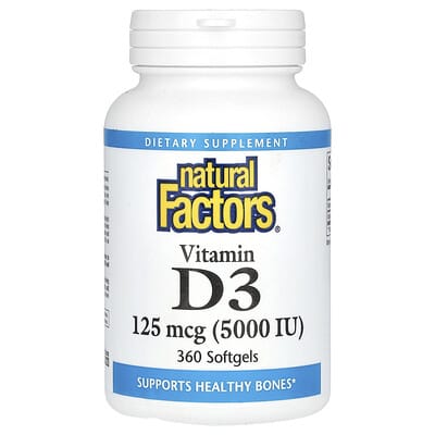 Vitamin D3, 125 mcg (5,000 IU), 360 Softgels