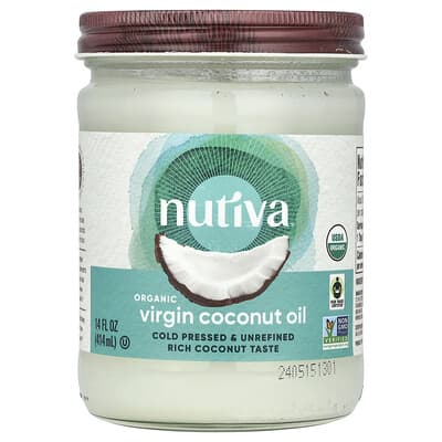 Органическое нерафинированное кокосовое масло, 14 fl oz (414 ml)