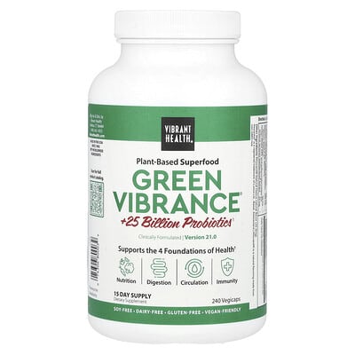 Vibrant Health Green Vibrance® +25 Billion Probiotics, Version 21.0, 240 вегетарианских капсул
