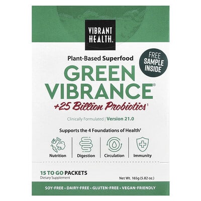 Пробиотики Green Vibrance® +25 Billion, 15 пакетиков, 5.82 oz (165 g)