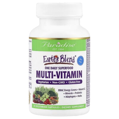 Earth's Blend, суперфуд мультивитамин, без железа, 30 вегетарианских капсул
