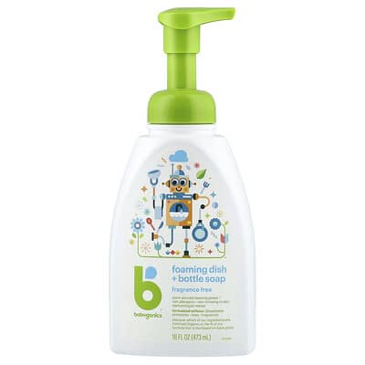 Babyganics пена для мытья посуды и бутылочек, без отдушки, 16 fl oz (473 ml)
