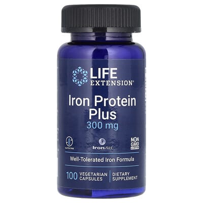 Iron Protein Plus, IronAid, 300 mg, 100 вегетарианских капсул