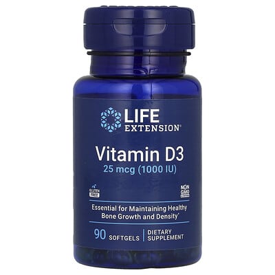Vitamin D3, 25 mcg (1,000 IU), 90 Softgels