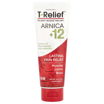 T-Relief™, Arnica +12, растительный крем для облегчения боли, 4 oz (114 g)