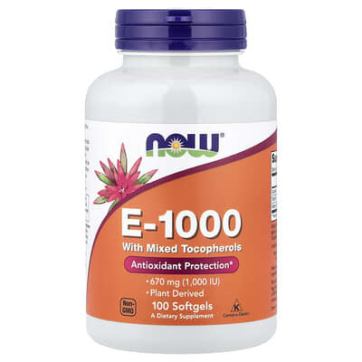 E-1000 с mixed tocopherols, 670 mg (1,000 IU), 100 мягких капсул