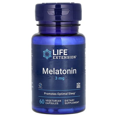 Life Extension мелатонин, 3 mg, 60 вегетарианских капсул