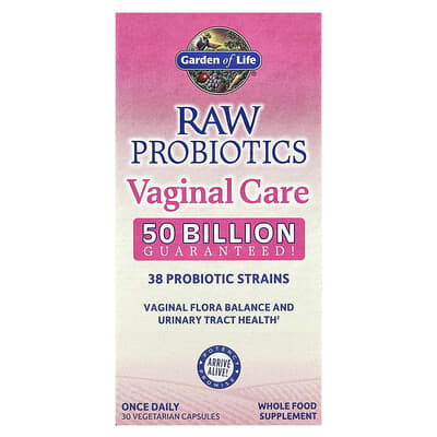 RAW Probiotics для гинекологического здоровья, 30 вегетарианских капсул, Garden of Life