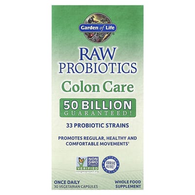 Пробиотики RAW, Colon Care, 30 вегетарианских капсул