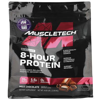 Протеиновый коктейль Platinum 8-Hour Protein™, молочный шоколад, 4.6 lbs (2.09 kg)