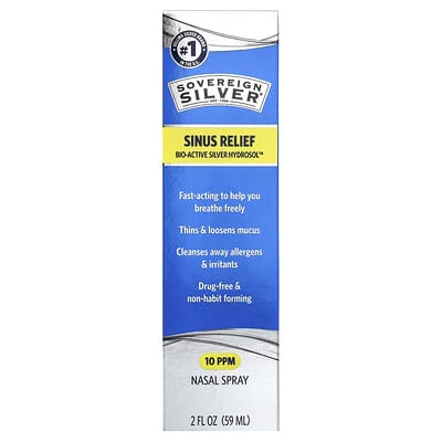 Bio-Active Silver Hydrosol™, назальный спрей, для облегчения состояния при гайморите, 10 PPM, 2 fl oz (59 ml)