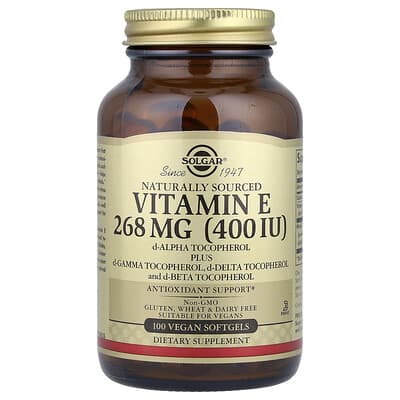 Витамин E, 268 mg (400 IU), 100 веганских мягких капсул