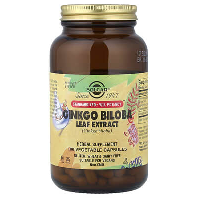 Ginkgo Biloba Leaf Extract, 180 Vegetable Capsules