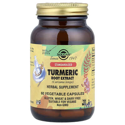 Экстракт корня куркумы Solgar, 60 вегетарианских капсул (400 mg на капсулу)
