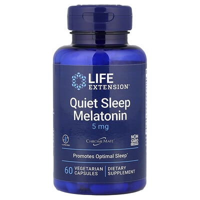 Quiet Sleep Melatonin Life Extension, 60 вегетарианских капсул