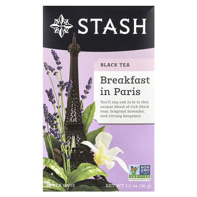 Black Tea, Breakfast in Paris, 18 Tea Bags, 1.2 oz (36 g)