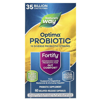 Пробиотик Optima® Probiotic, Fortify®, Gut Comfort, 35 Billion, 60 Delayed-Release Capsules