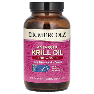 Масло криля Dr. Mercola Antarctic Krill Oil для Женщин, 270 капсул