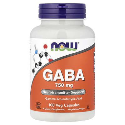 GABA, 750 mg, 100 вегетарианских капсул