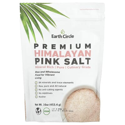 Earth Circle Organics премиальная розовая гималайская соль, 16 oz (453.4 g)