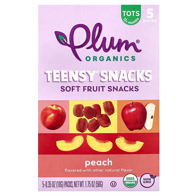 Teensy® Soft Fruits Snacks, 12+ Months, Peach, 5 Packs, 0.35 oz (10 g) Each