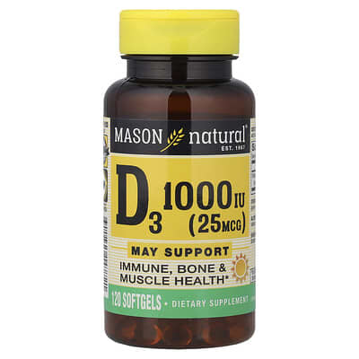 Vitamin D3, 25 mcg (1,000 IU), 120 Softgels