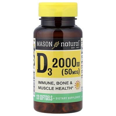Vitamin D3, 50 mcg (2,000 IU), 120 Softgels