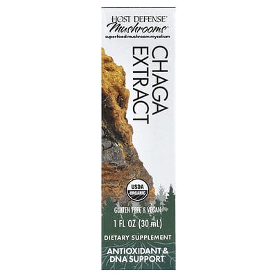 Host Defense™ органический экстракт чаги, Mushrooms™, 1 fl oz (30 ml)