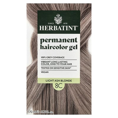 Гель для стойкого окрашивания волос, 8C Light Ash Blonde, 5.75 fl oz (170 ml)